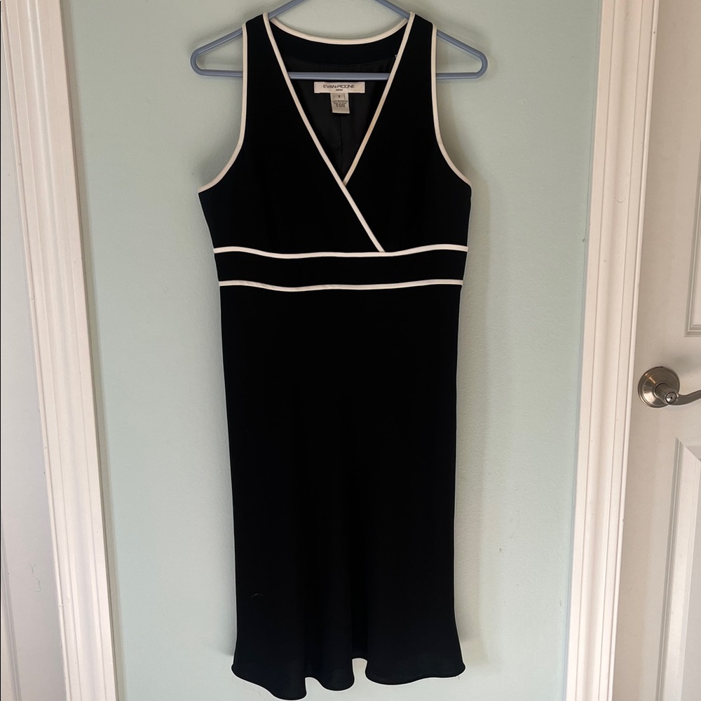 Evan Picone Black and White Sheath Midi Dress